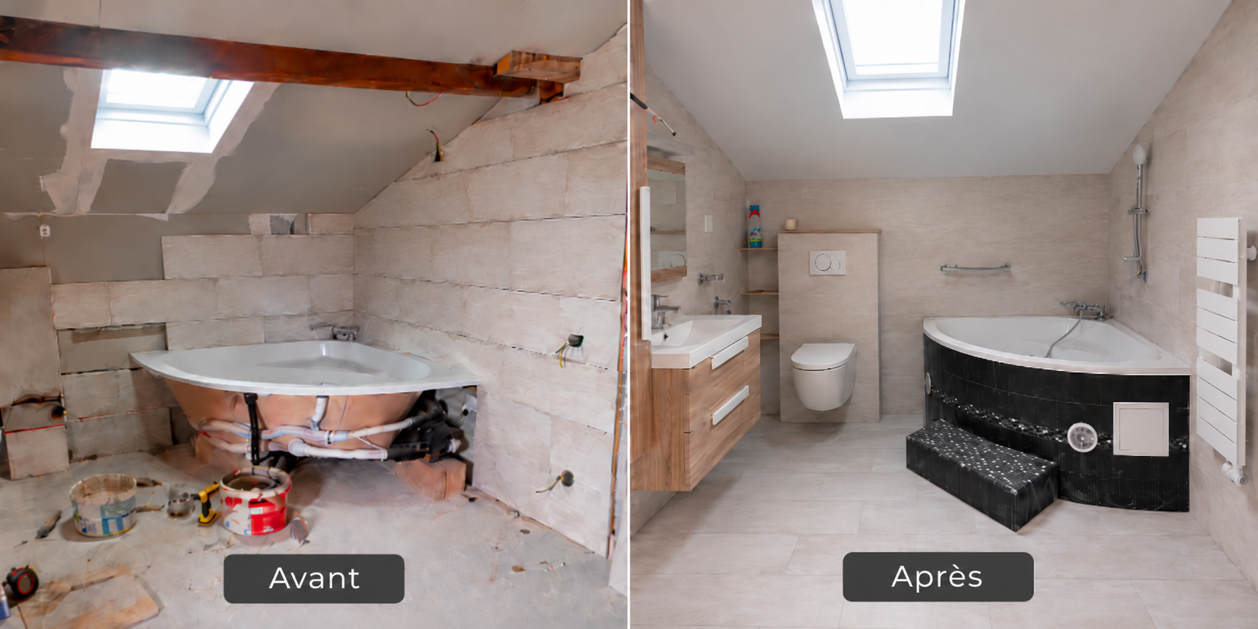 Salle de bain entièrement rénovée avec décoration contemporaine et finitions soignées