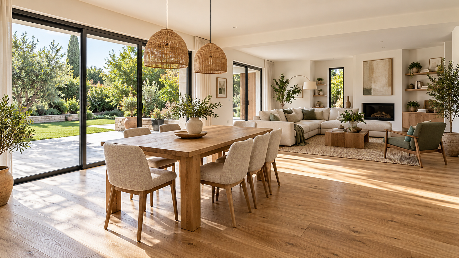 Illustration d’un salon et d’une salle à manger rénovés